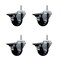 Service Caster 3 Inch Soft Rubber Wheel Swivel 34 Inch Threaded Stem Caster Set with Brake SCC SCC-TS20S314-SRS-PLB-34212-4 - alternate 1